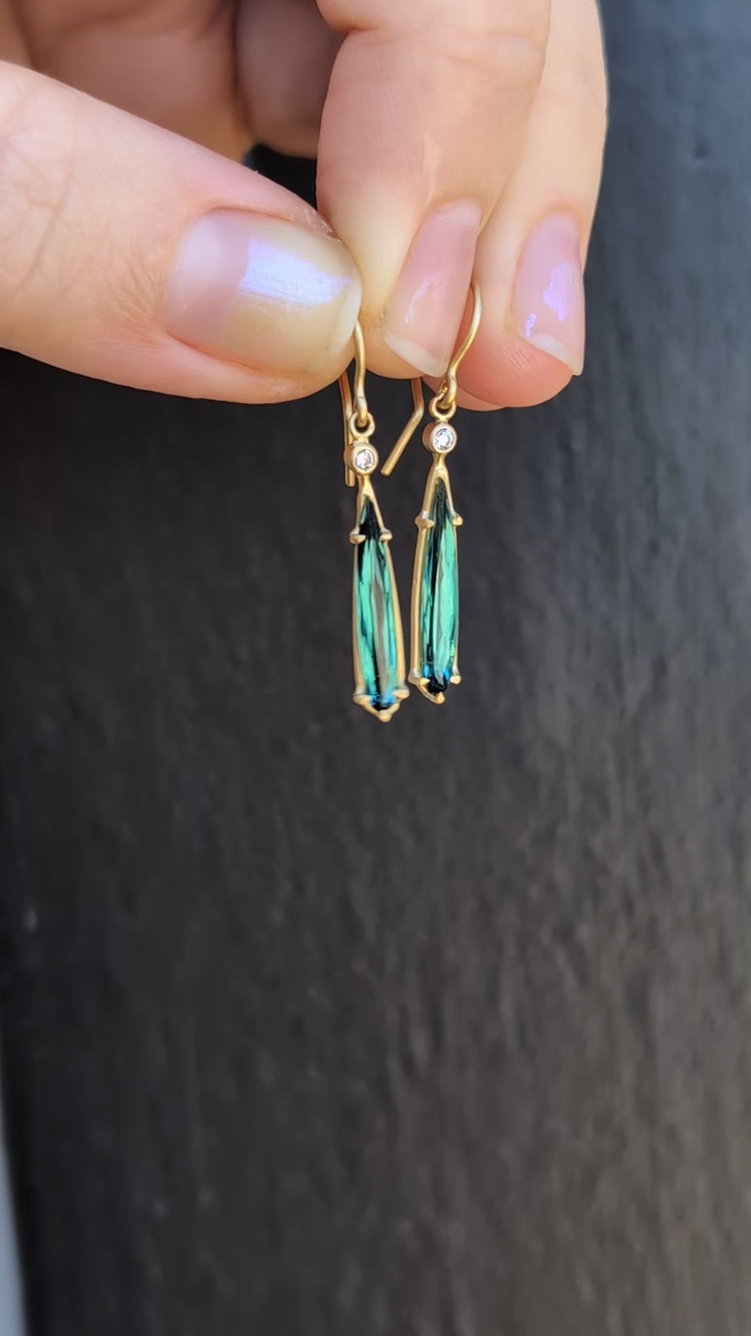 Tourmaline and Diamond Dagger Earrings