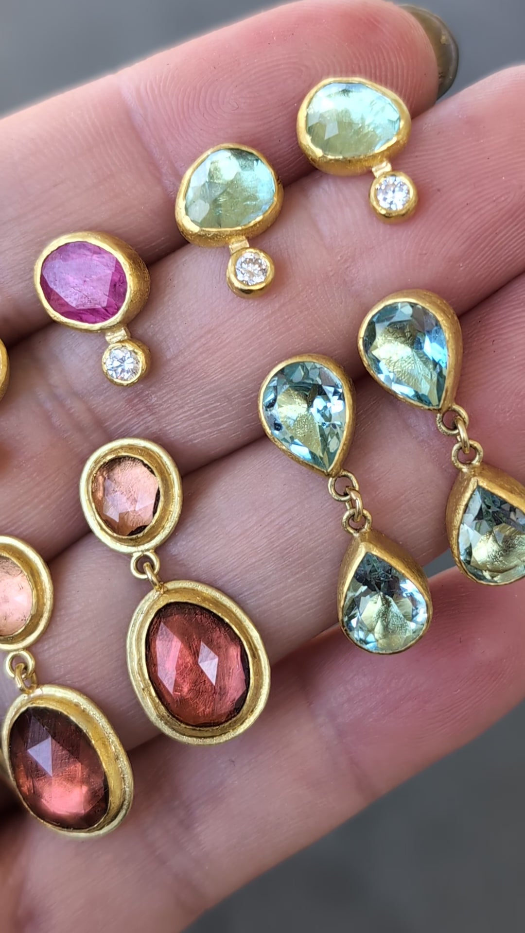 Rosecut Ruby and Diamond Studs