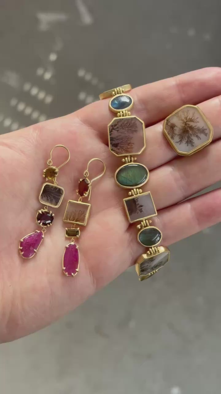 Dendritic Agate & Labradorite Dreamscape Bracelet - OOAK