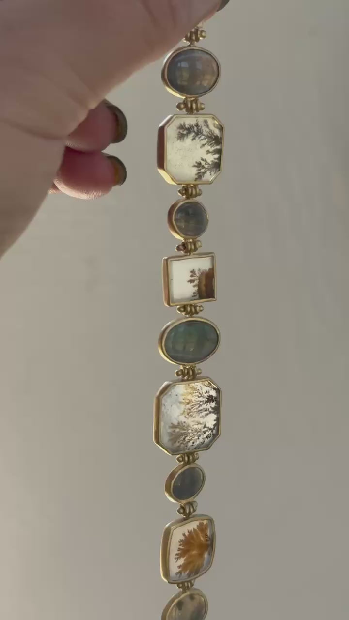 Dendritic Agate & Labradorite Dreamscape Bracelet - OOAK