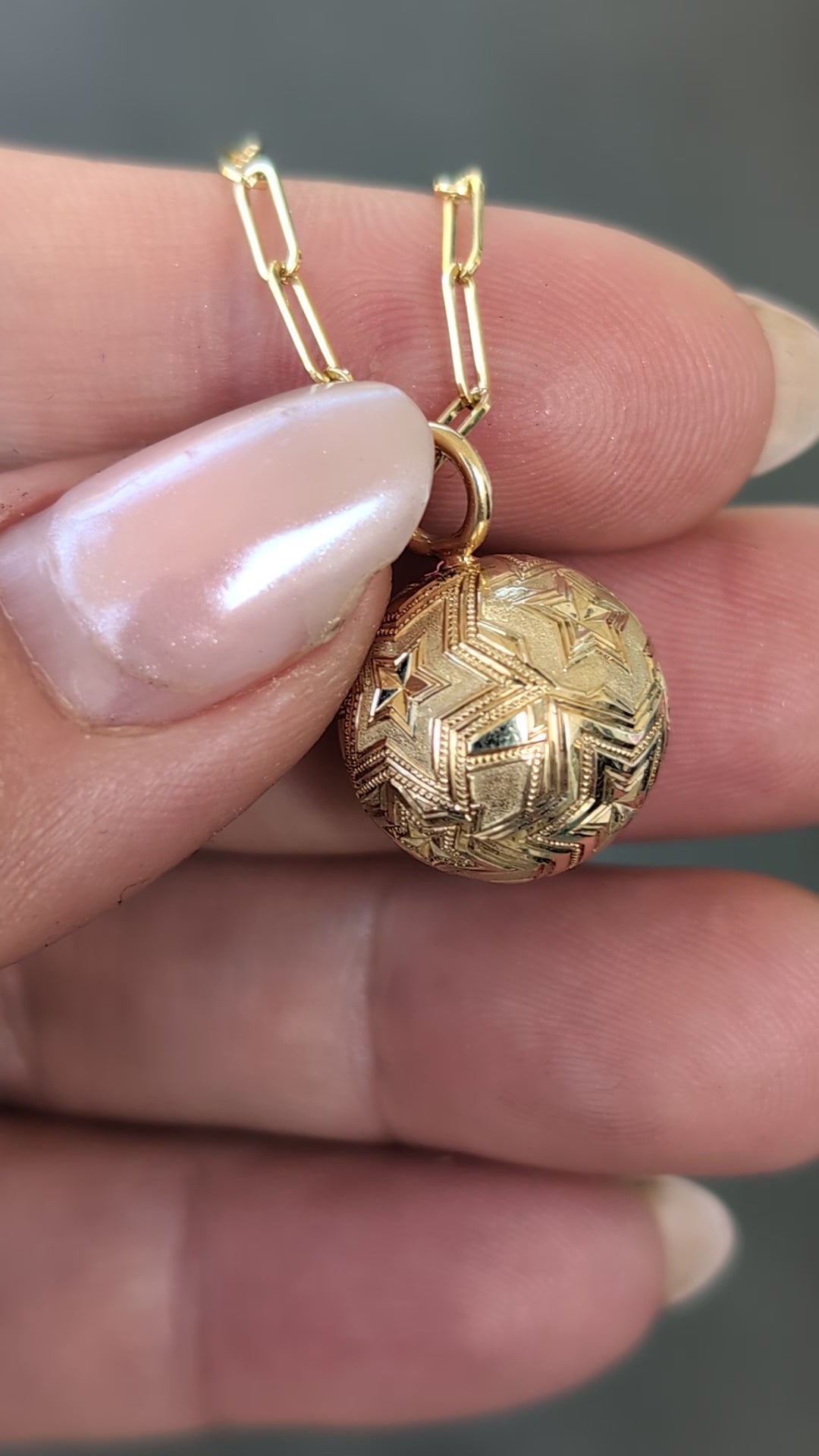 14k Starr Engaved Galileo Ball Necklace