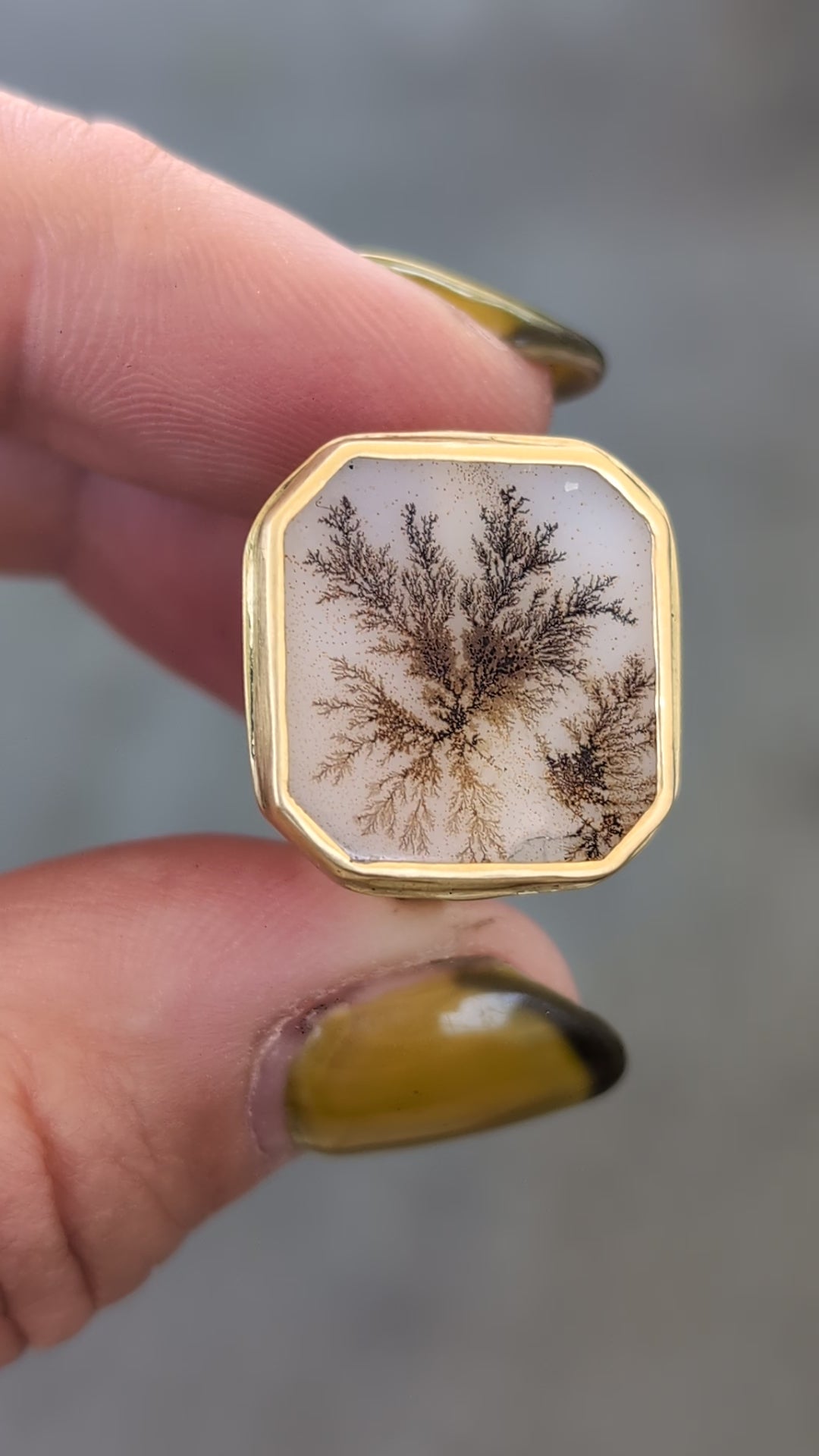 Dendritic Agate Dreamscape Ring - OOAK sample