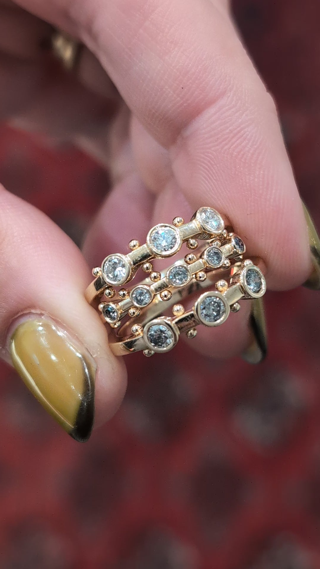 14k 5-Stone Koemi Ring- Grey Diamond