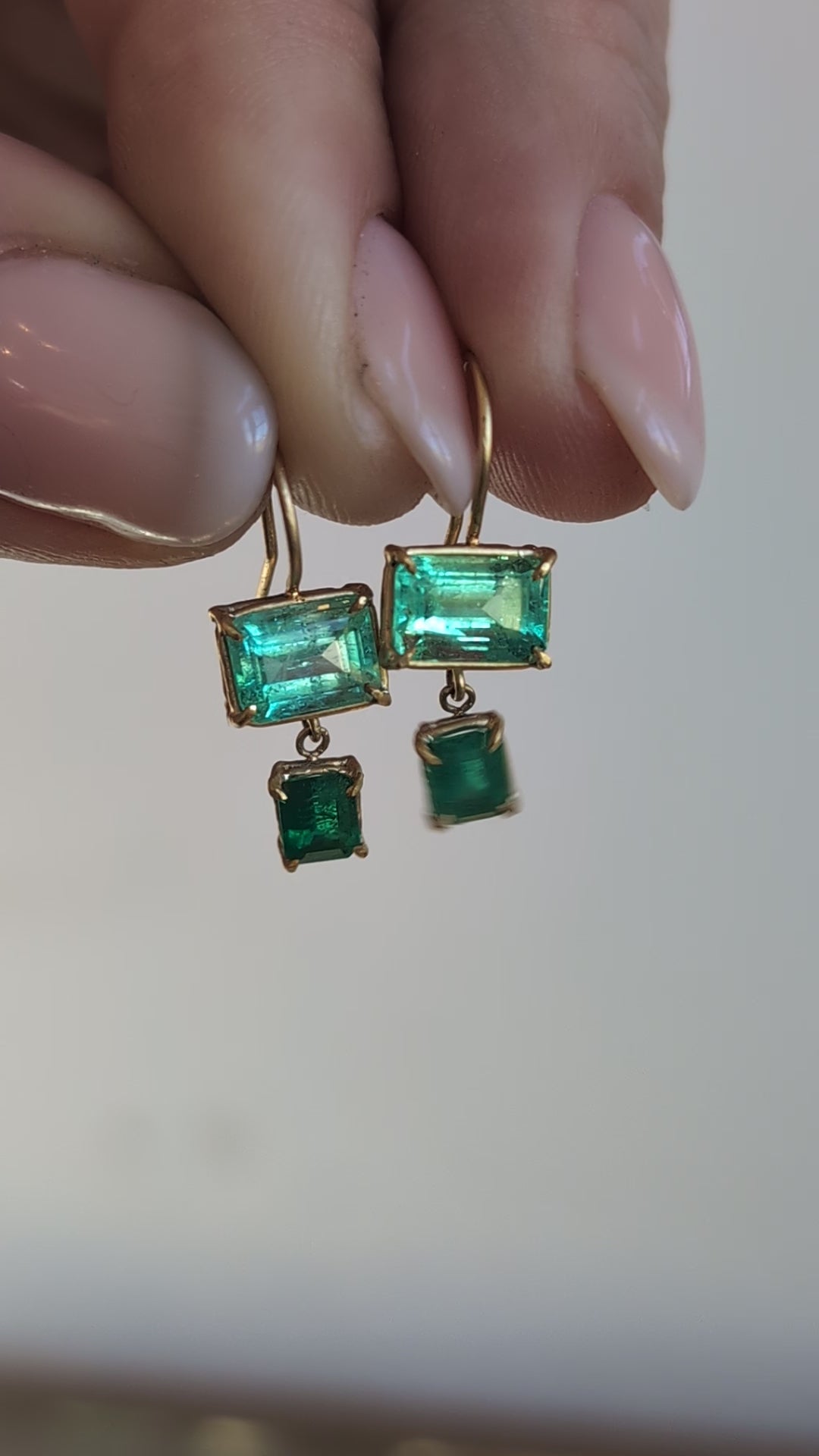Emerald Drop Basket Earrings - OOAK