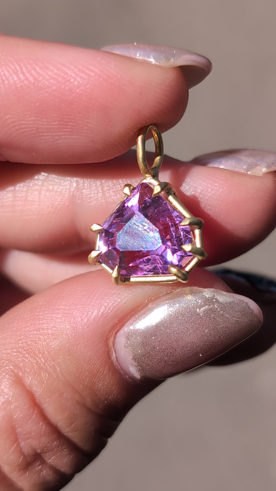 Geo Pear Kunzite Basket Pendant  - 7.0CT - One of a Kind
