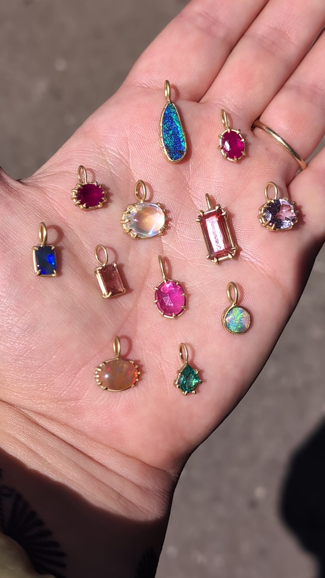 North-South Bright Ruby Basket Pendant