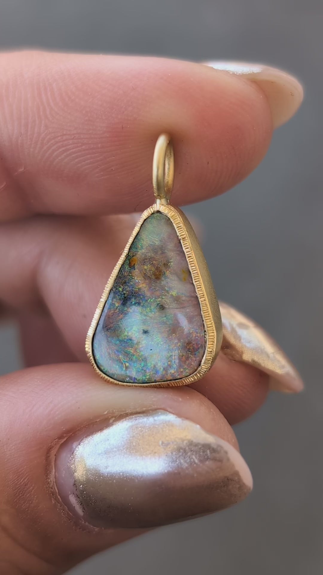 Rainbow Opal Bezel Set Pendant