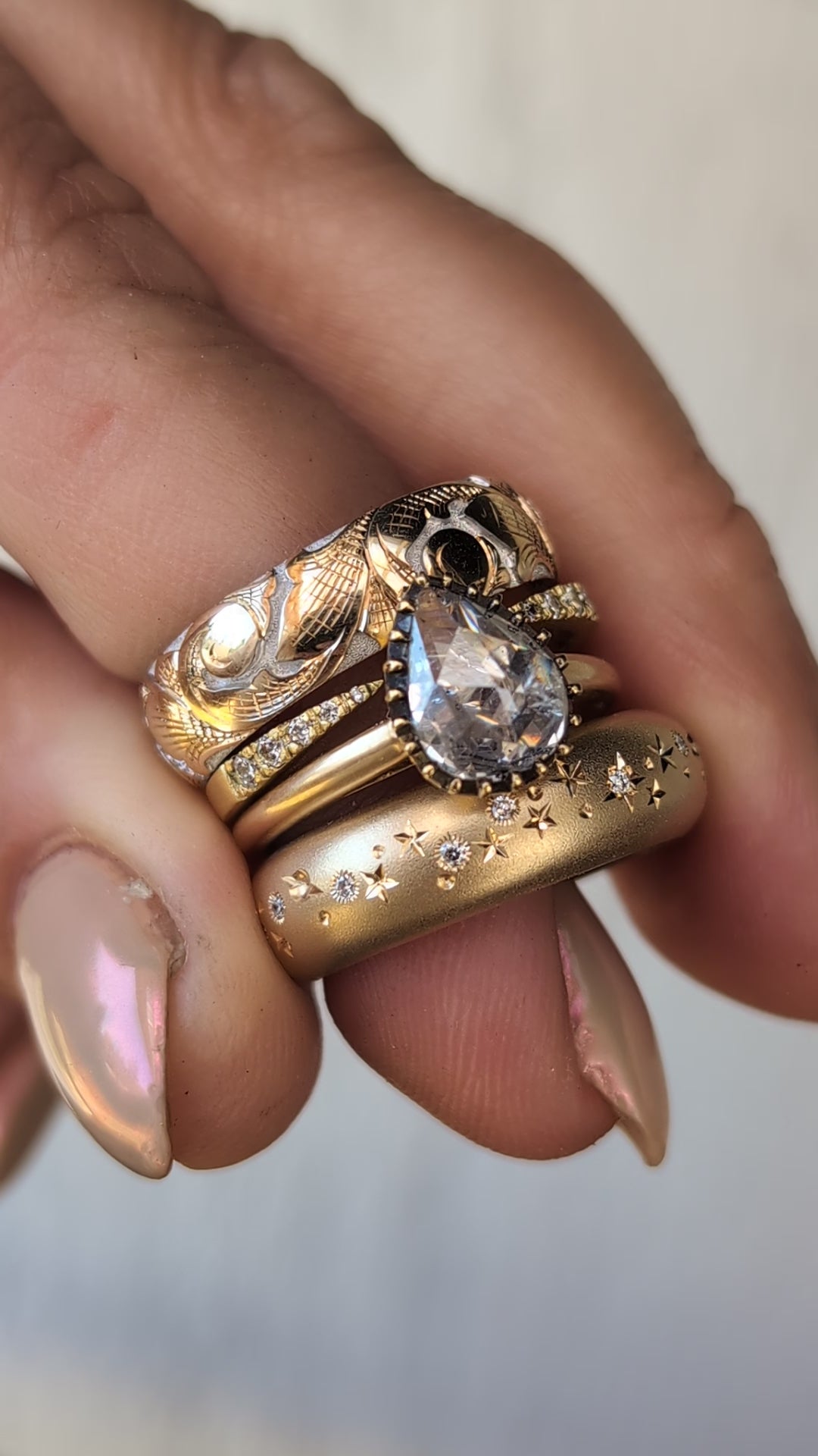 14k Antique Pear Rosecut Solitaire