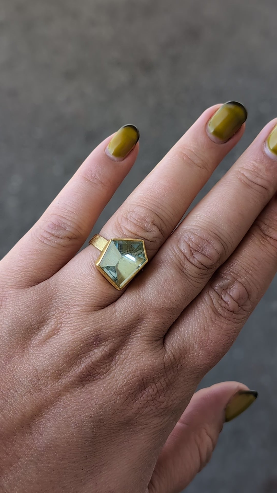 One of a Kind Hexagonal Aquamarine Ring