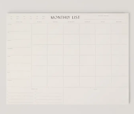 Monthly List Pad