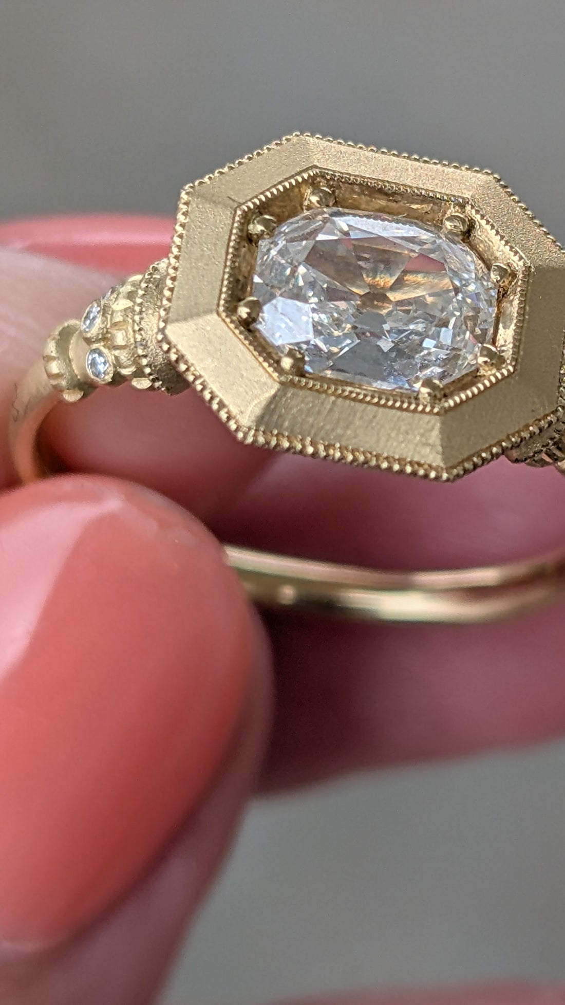 Celestine Pedestal Solitaire - 0.80CT Antique Corner Cut Diamond