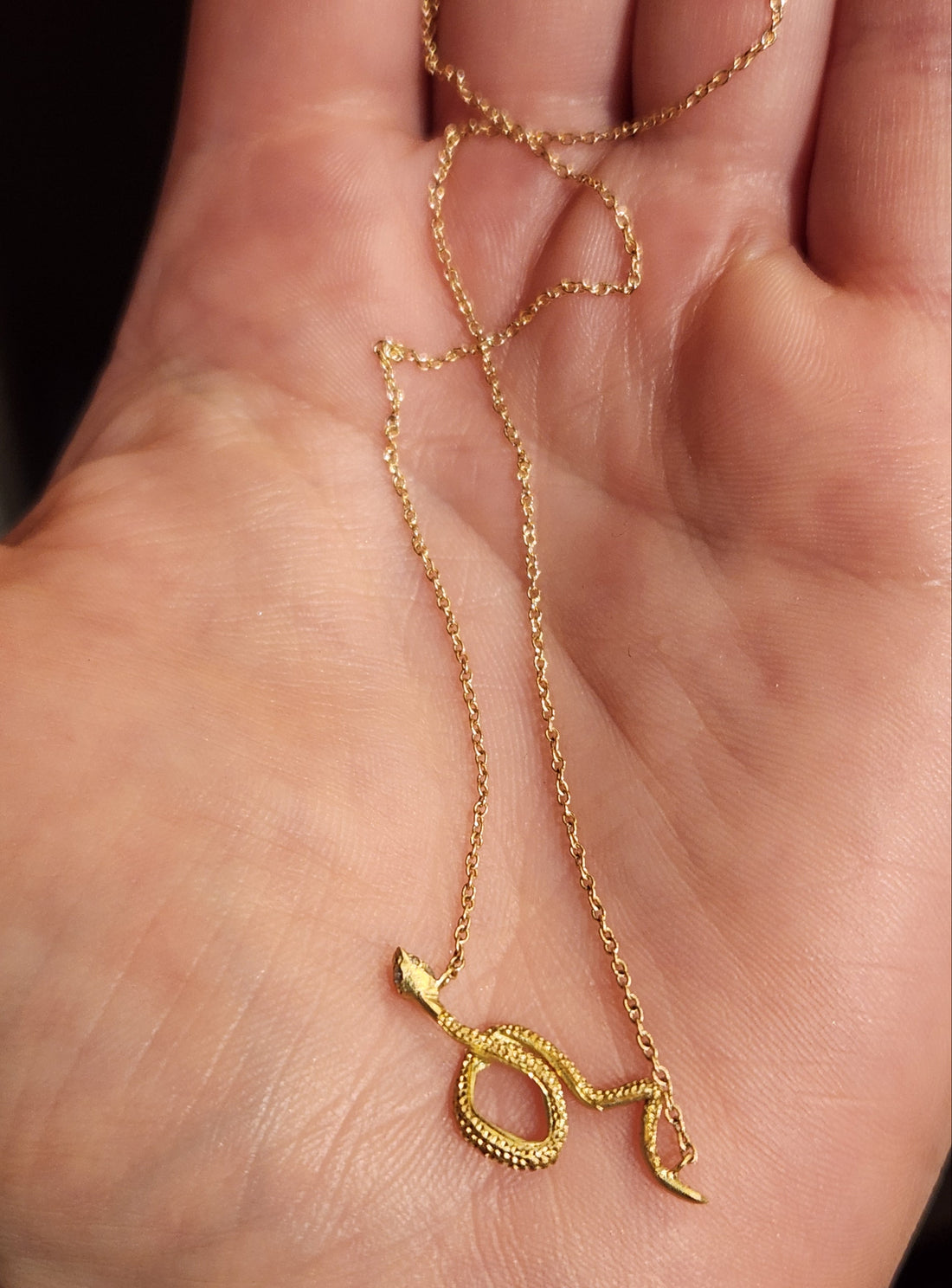 Engraved E/W Diamond Snake Necklace - One of a Kind