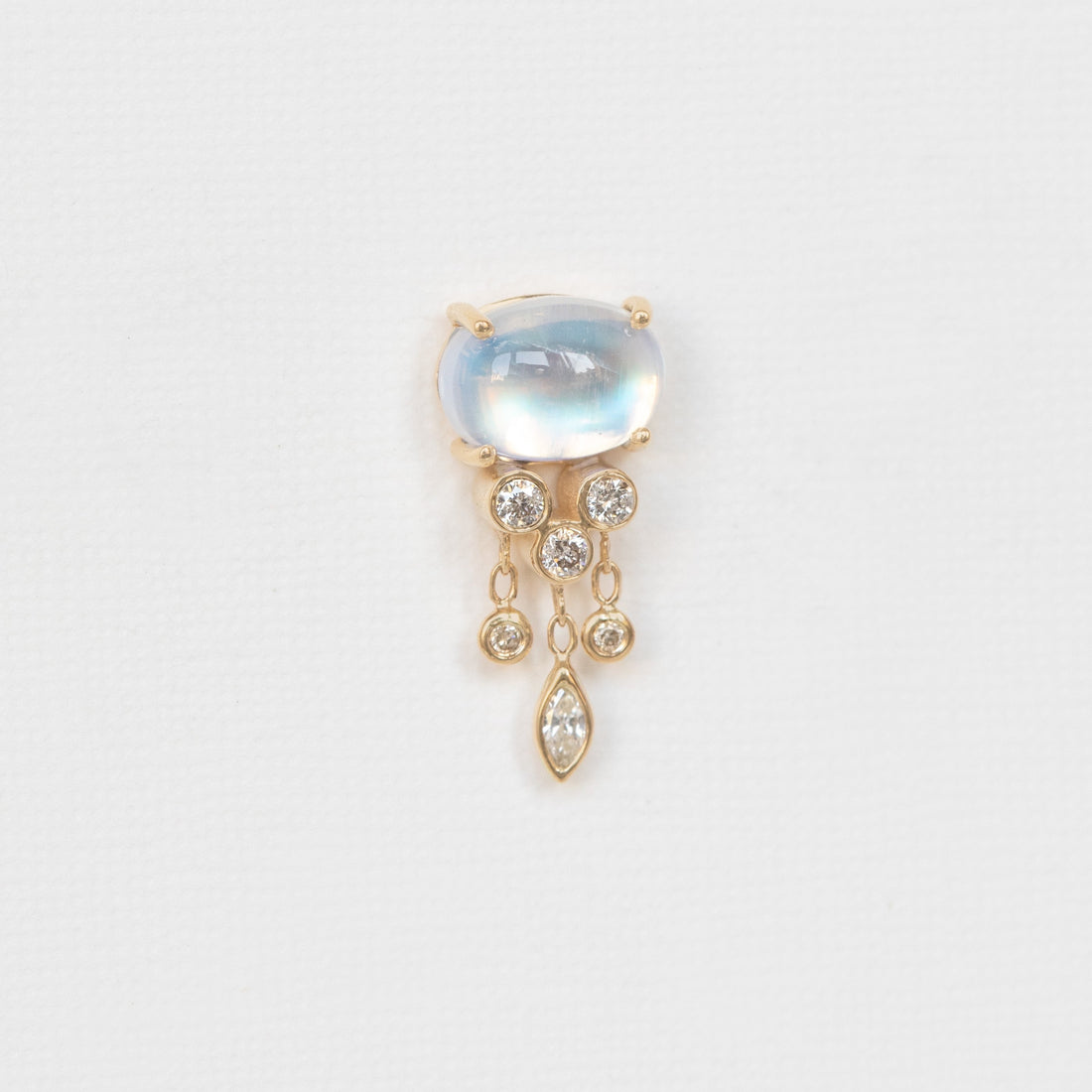 14k Moonstone Jellyfish + Diamonds Earring - Single