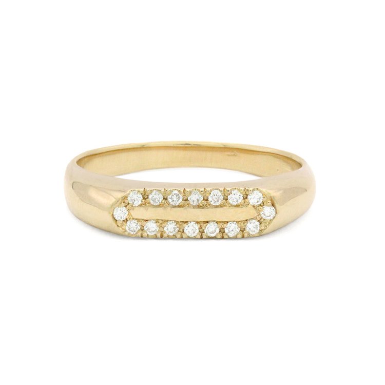 14k Aisha Pavé Diamond Skinny Signet Ring