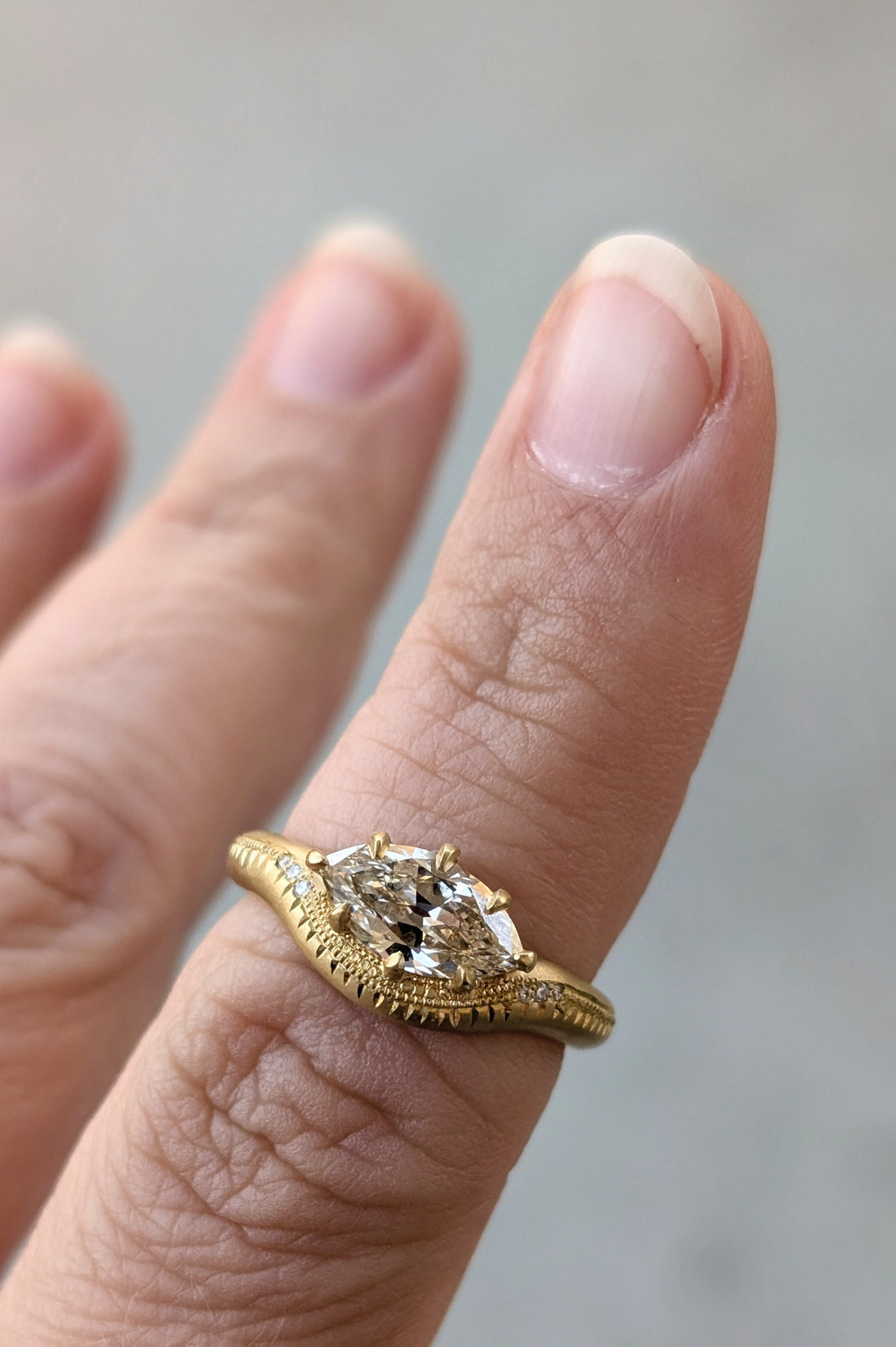 Brigid Marquise Basket Ring - 1.32CT Marquise Diamond
