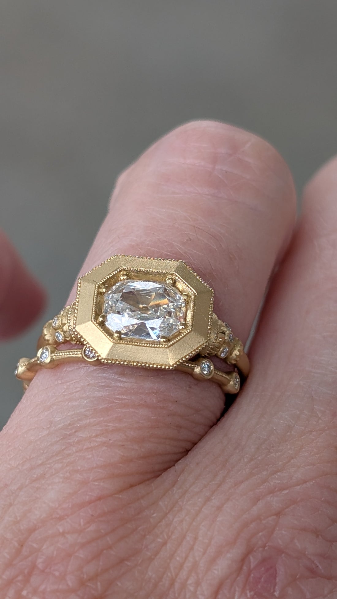 Celestine Pedestal Solitaire - 0.80CT Antique Corner Cut Diamond