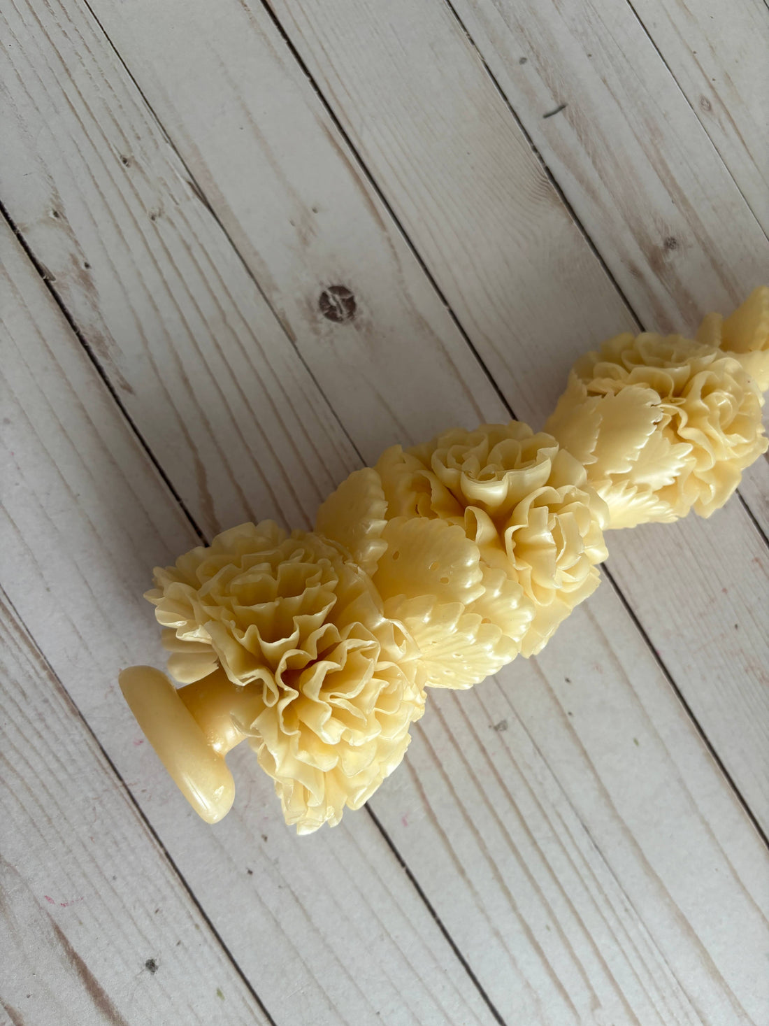 Ivory Large Floral Oaxaca Marigold Day of the Dead Candle