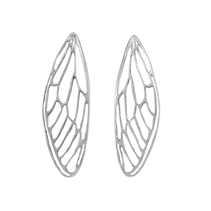 Silver Bold Cicada Wing Earrings