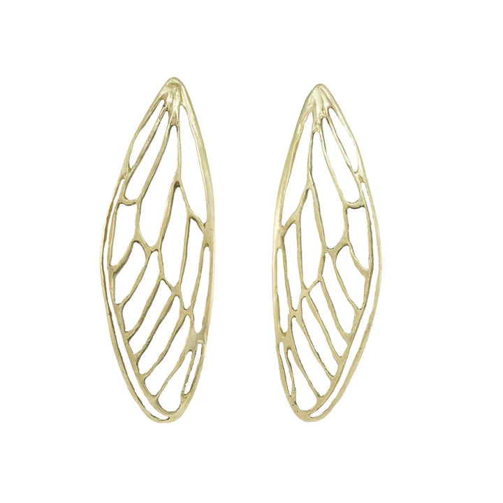 Brass Bold Cicada Wing Earrings