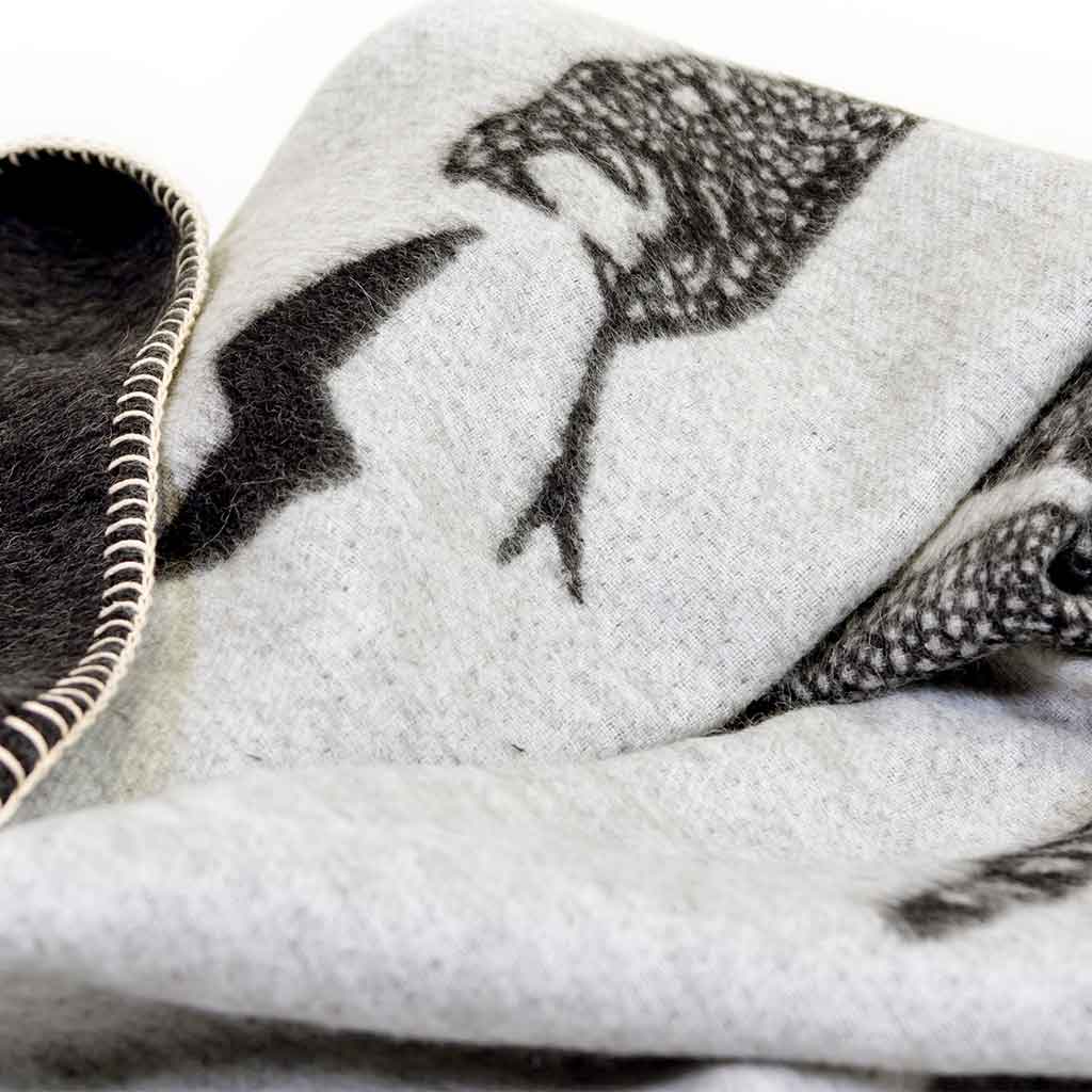 Grey & Black Snake Alpaca Reversible Throw Blanket