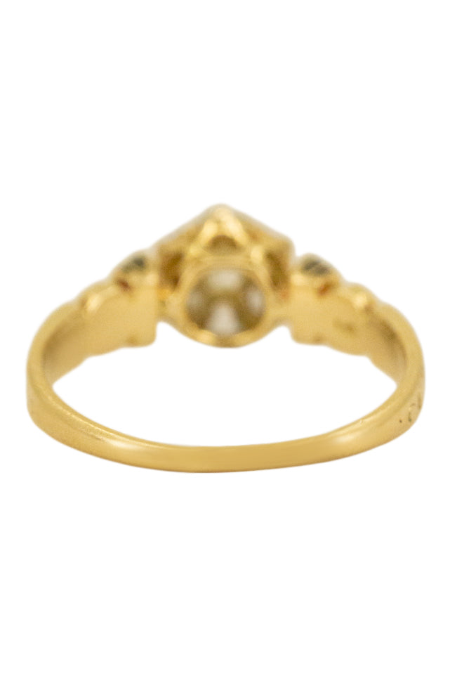 18k Victorian Cluster Diamond & Enamel Ring