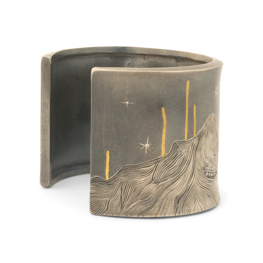 Engraved Diamond Desert Moonrise Cuff