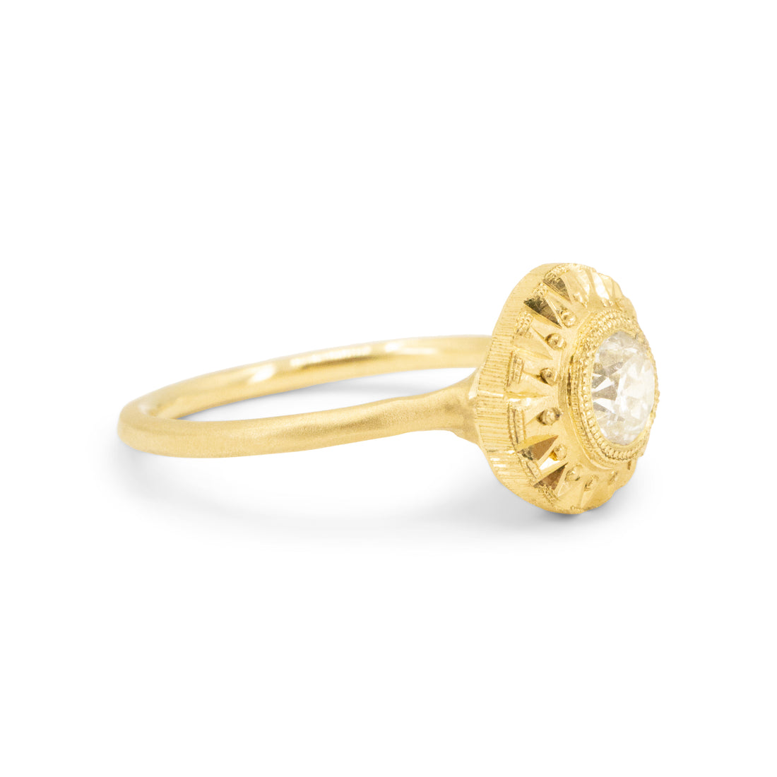 Engraved White Diamond Relic Ring 0.50CT - One of a Kind