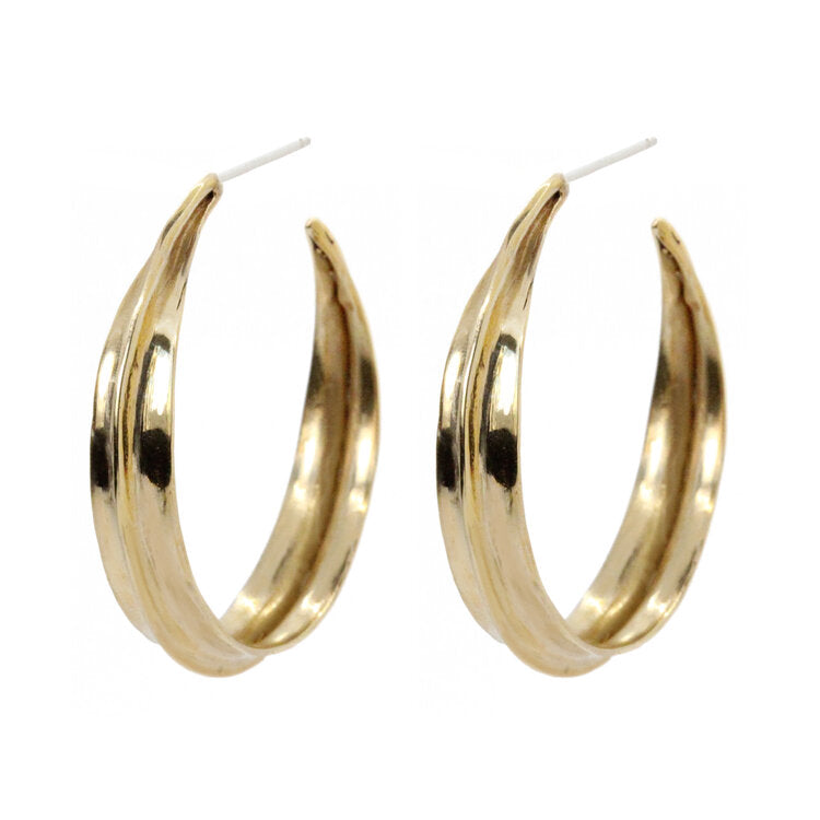 Bronze Large Ridge Hoop Earrings