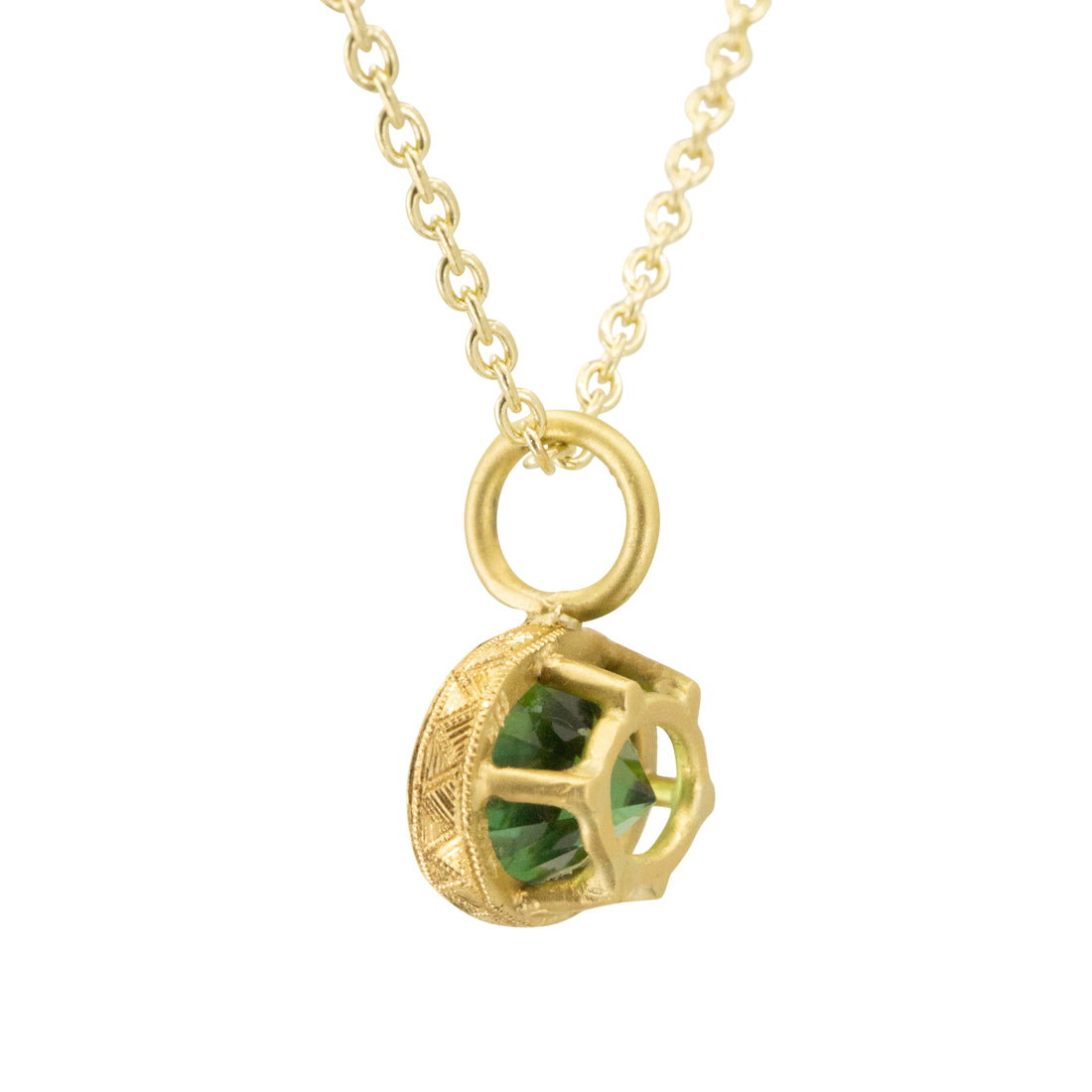 Dark Green Tourmaline Bezel-Basket Hybrid Pendant 3.49CT