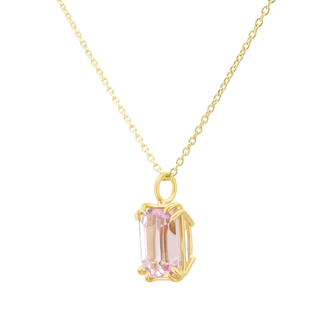 N/S Rectangular Kunzite Basket Pendant  - 8.85CT