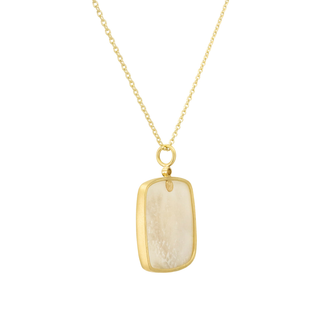 Large Cushion Dendritic Agate & Diamond Pendant - One of A Kind