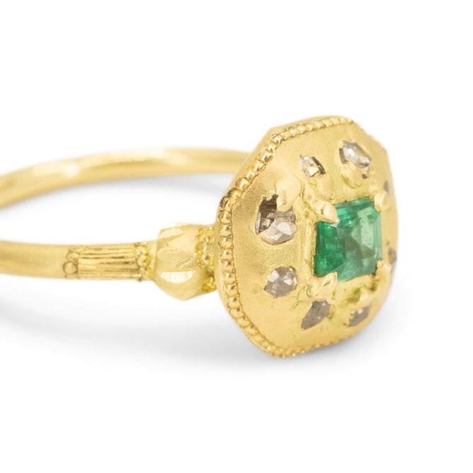 Baroque Emerald Relic Ring- 0.25CT Emerald