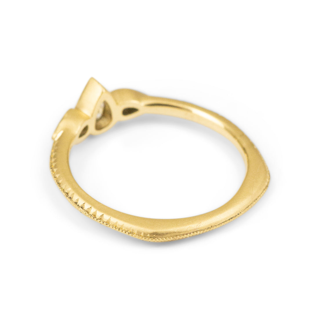 Diamond Pear Trio Engraved Bezel Ring  - 0.45cttw One of a Kind