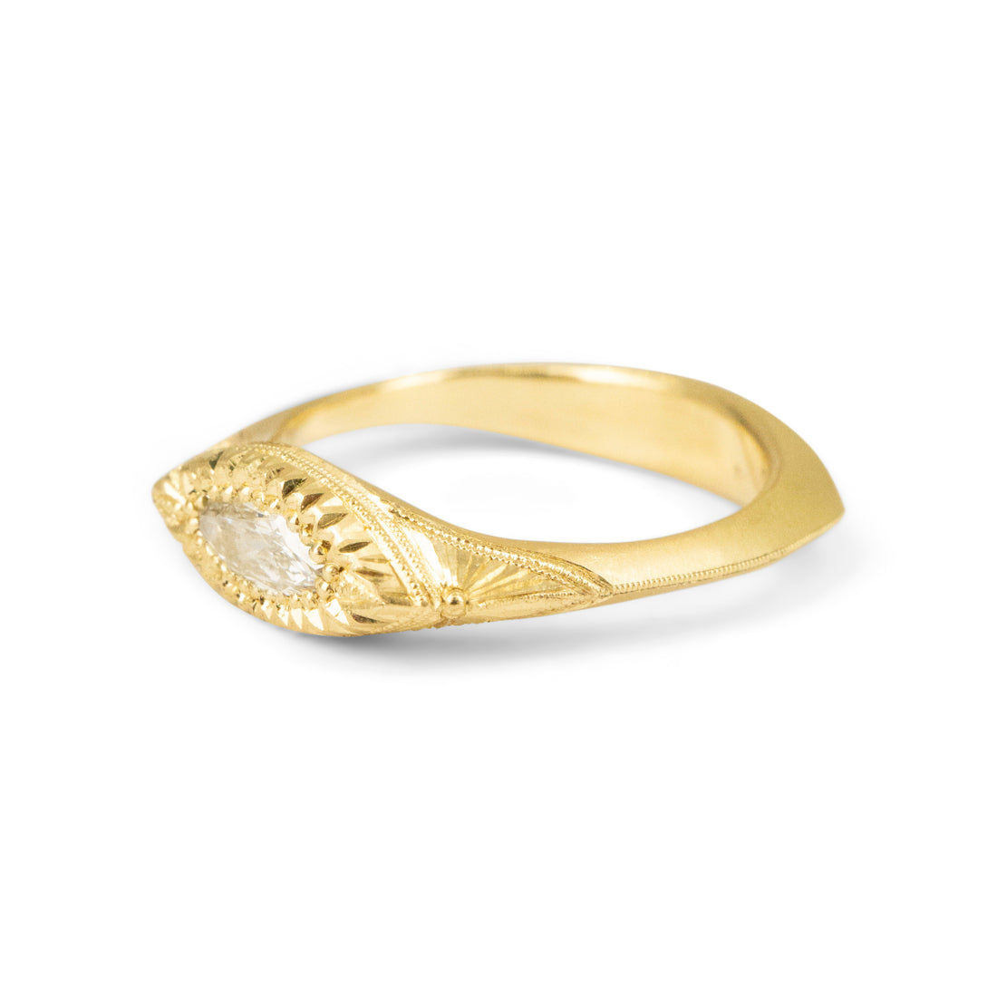 Engraved Gemini Marquise Ring - One of a Kind