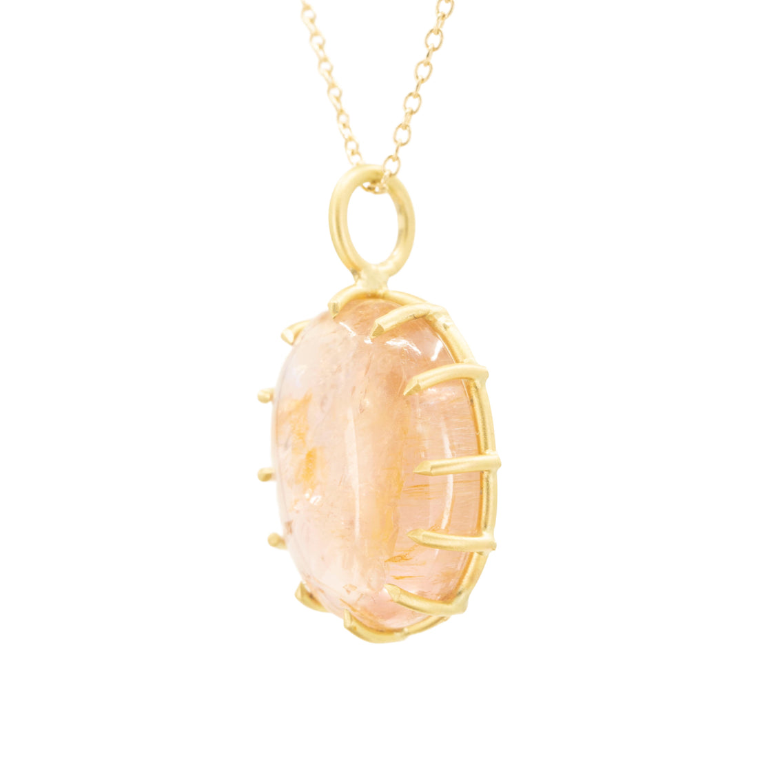 Oval Rose Quartz Cabochon Basket Pendant 11.99CT -  One of a Kind