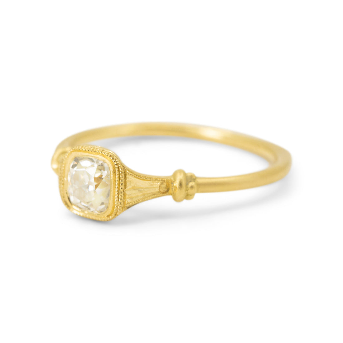 Old Mine Cushion Cut Engraved Diamond Ring- One of a Kind 0.52CT