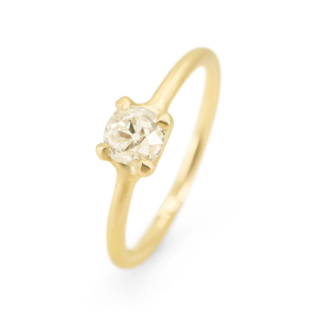 4 Prong Studio Solitaire - 0.59CT Old Mine Cushion Cut Diamond