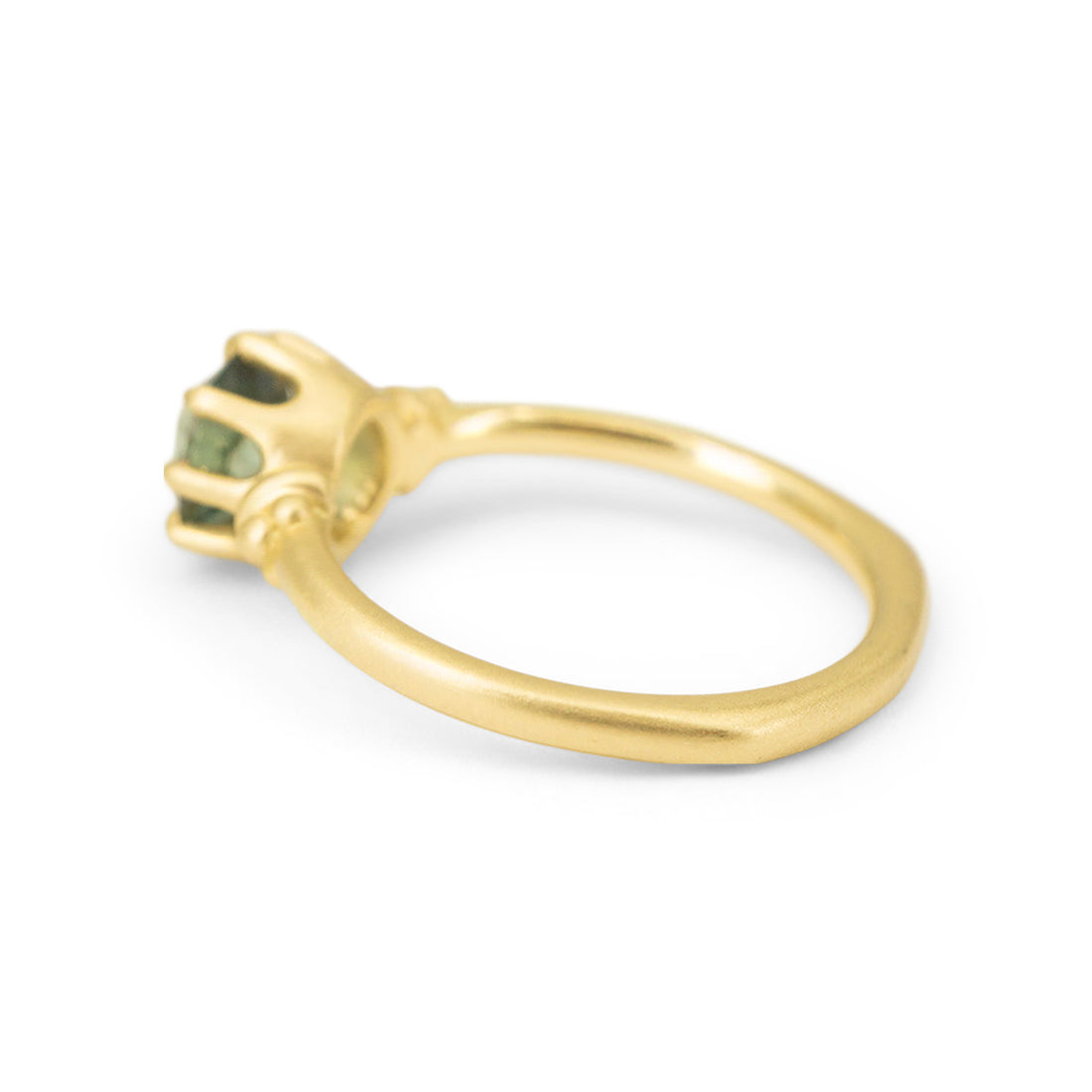 8 Prong Royal Teal Sapphire Solitaire - 1.33CT Old Mine Cut Sapphire