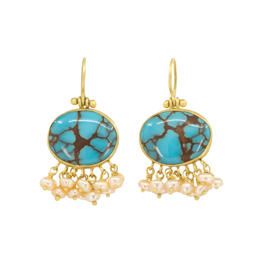 Turquoise and Pearl Earrings - One of a Kind