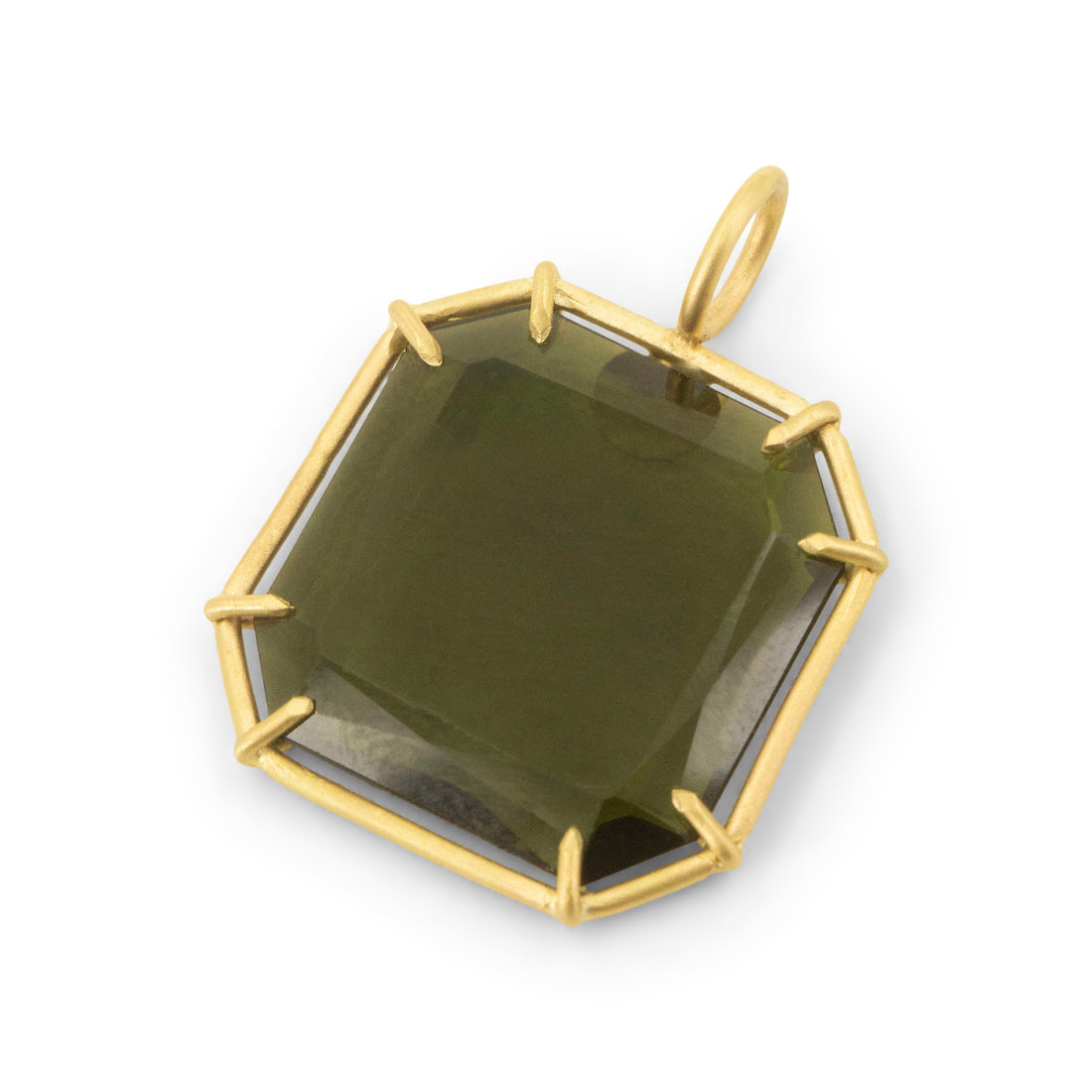 Portrait Cut Tourmaline Basket Pendant 4.47CT -  One of a Kind