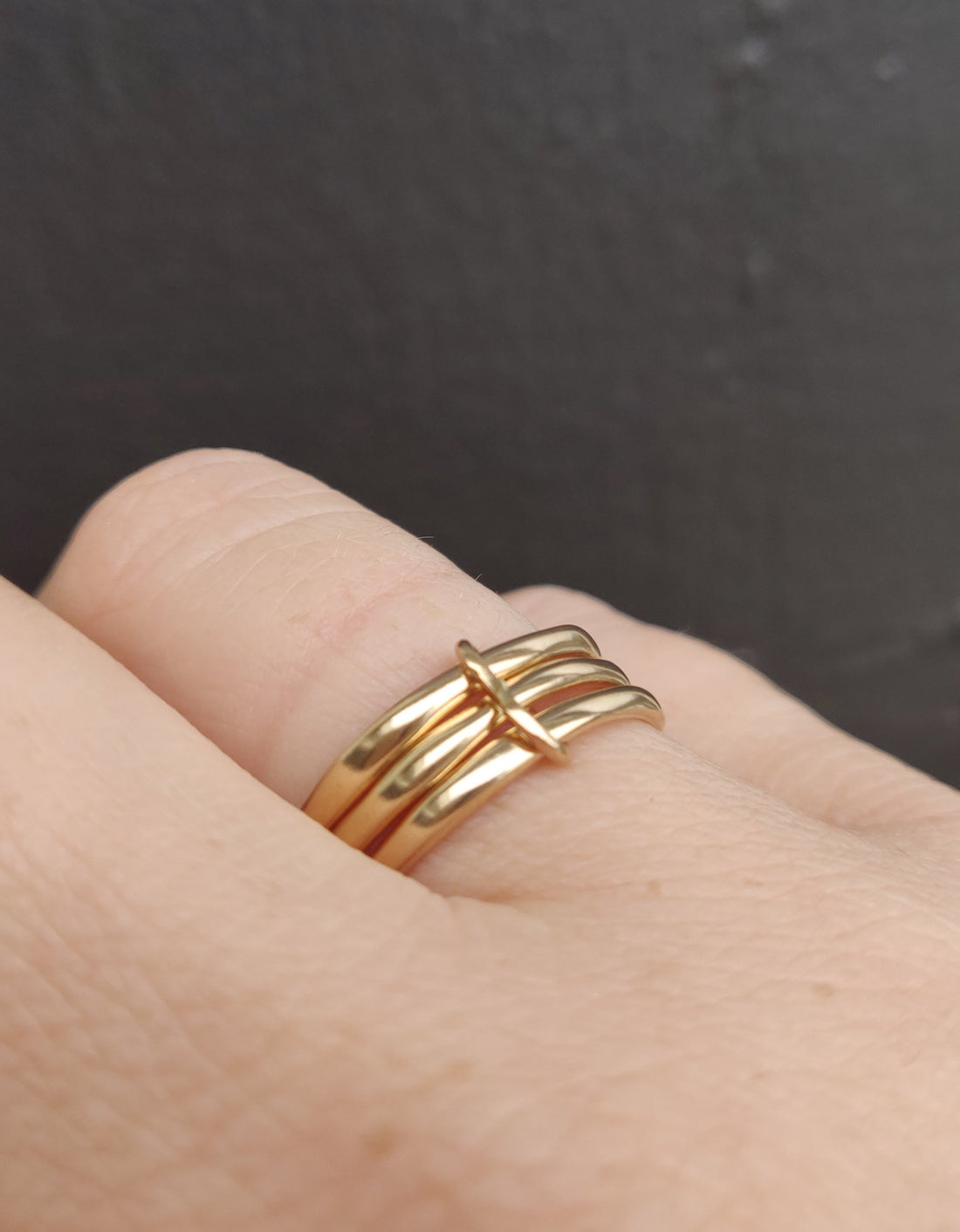 Stapled Stack - 14k Yellow Gold Smooth