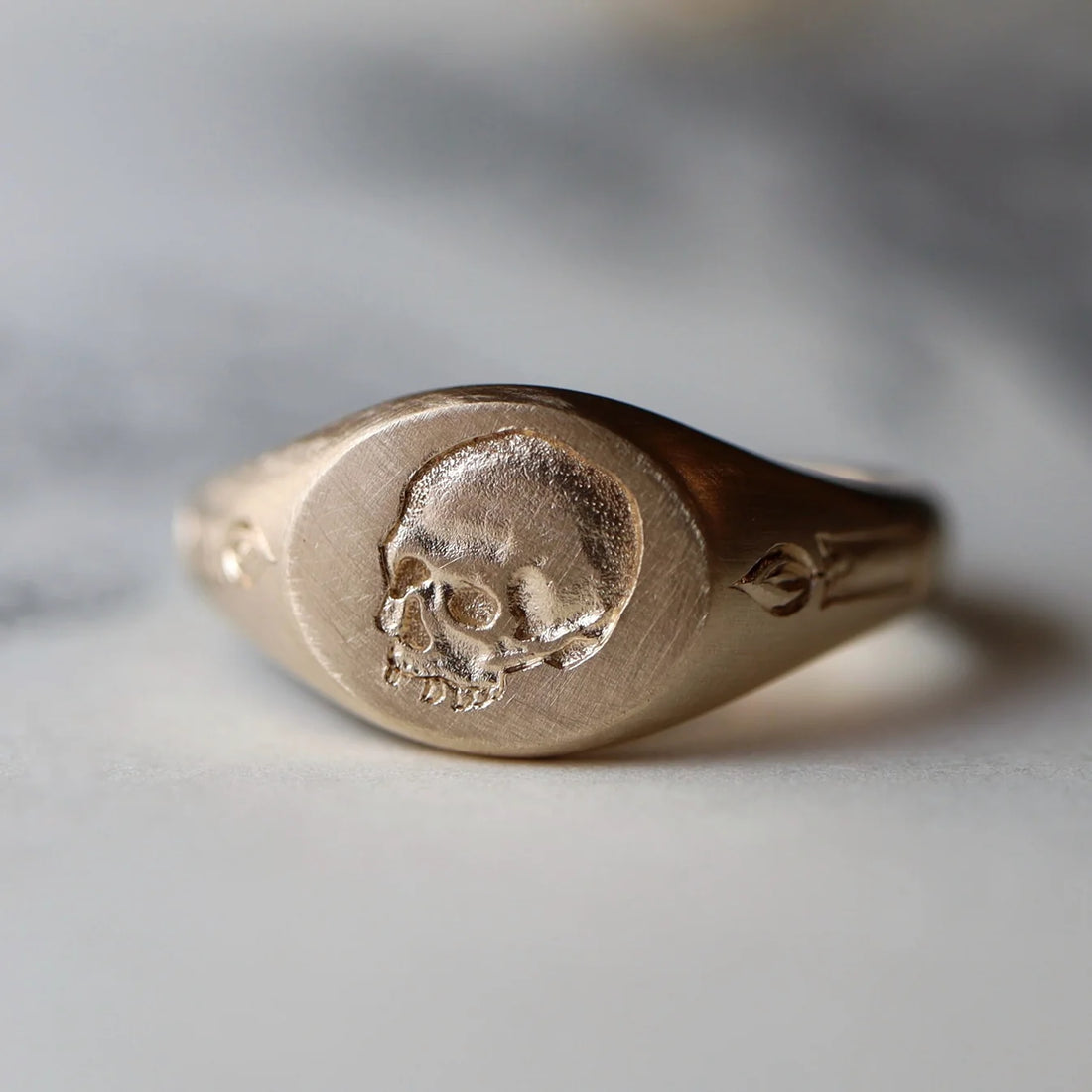 Momento Mori Skull Signet Ring- 14k