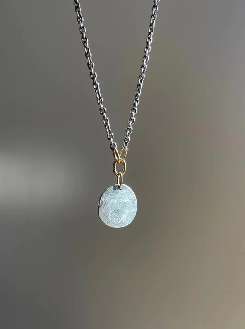 Silver Medallion + 18k Link Necklace