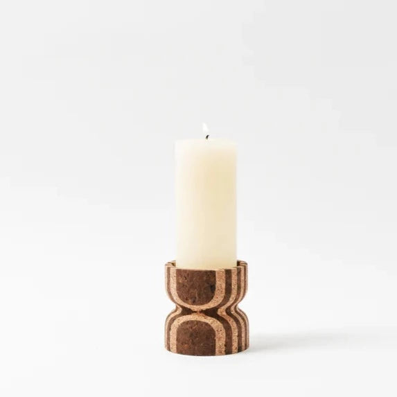 Anni Striped Cork Candle Holders