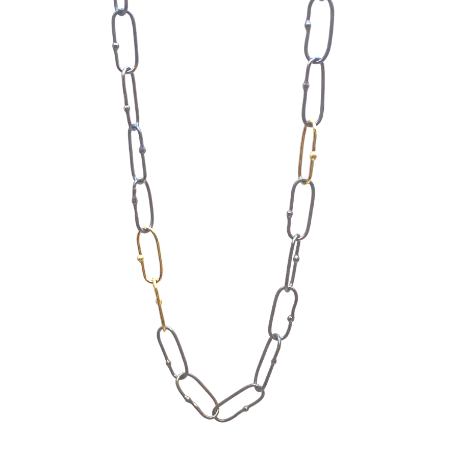Mixed Metal Dotted Chain Necklace