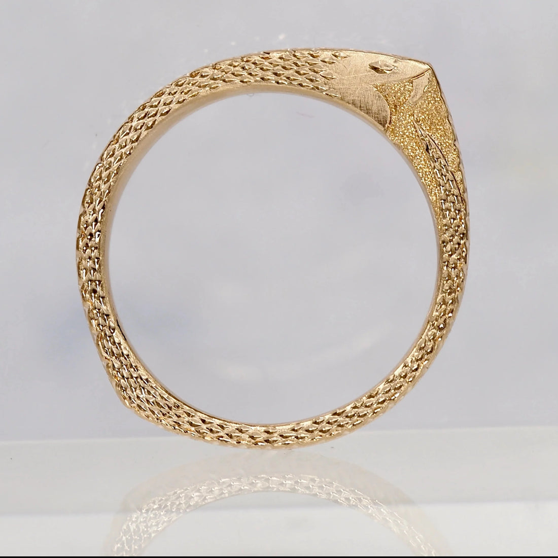 14k Snake Engraved Slice Ring