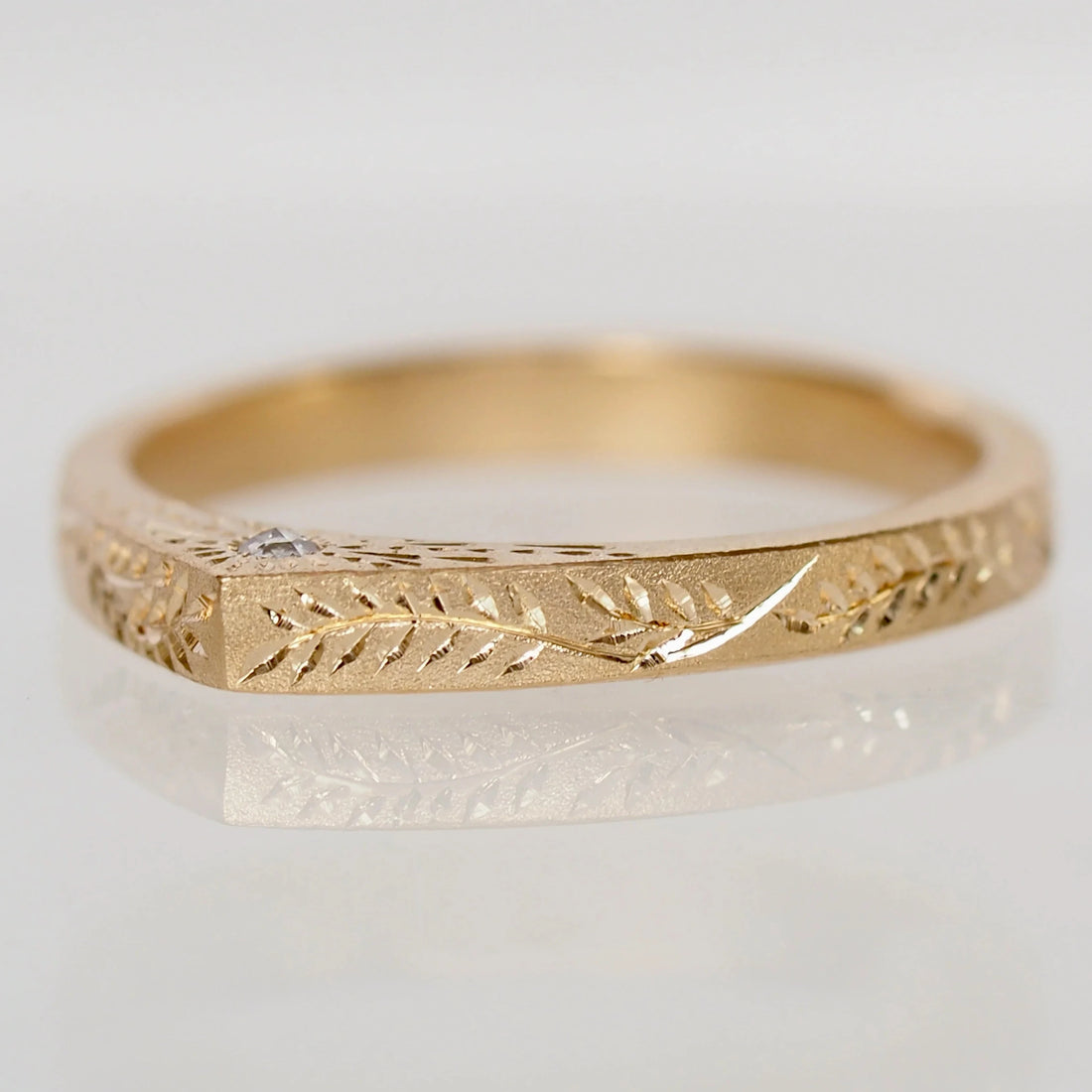 14k Rosecut Diamond Engraved Slice Ring