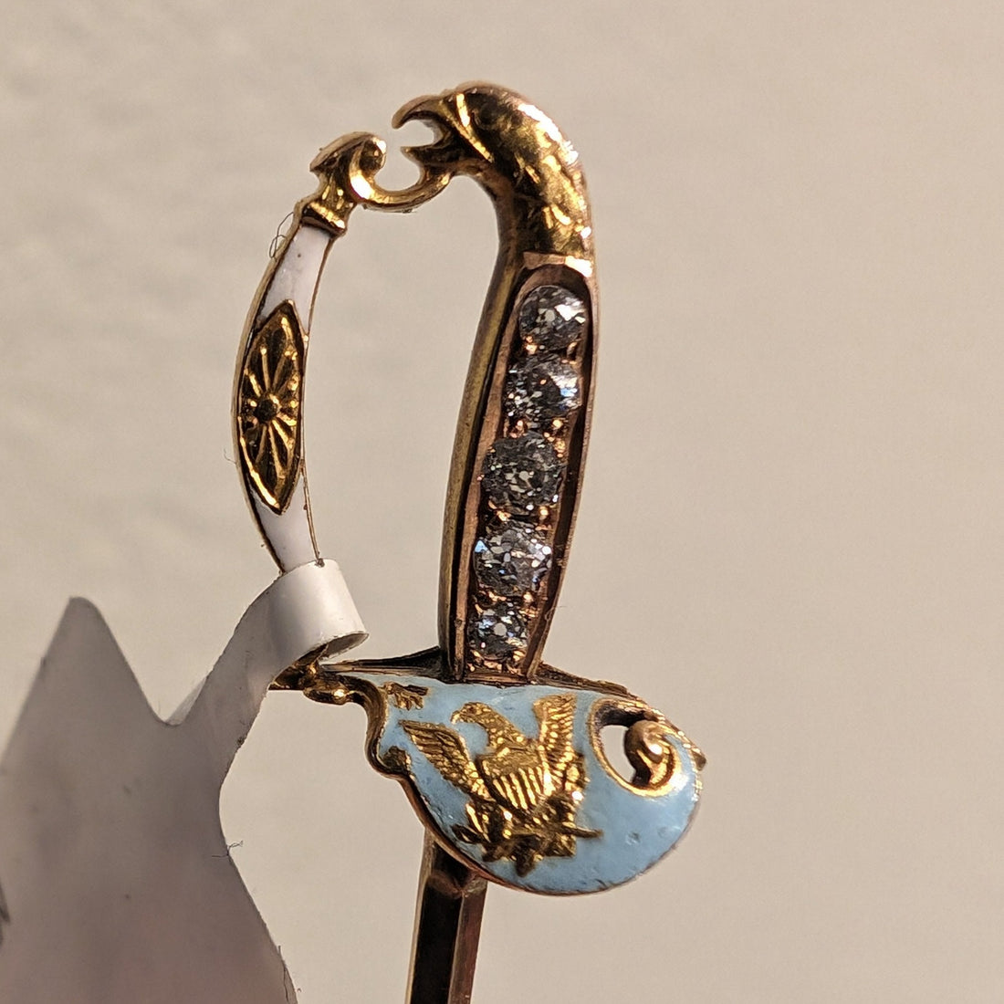 18k Antique Enamel Sword Pin