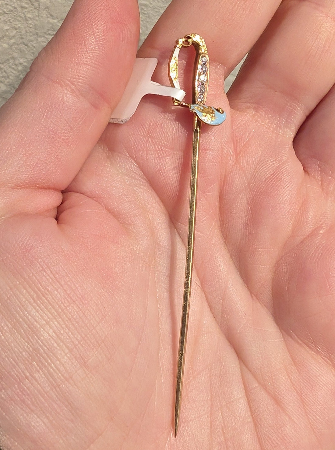 18k Antique Enamel Sword Pin