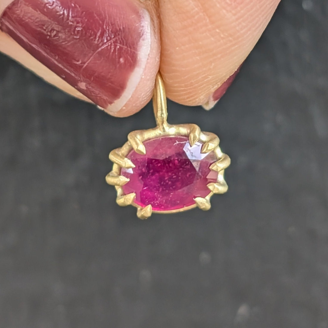 Bright Ruby Basket Pendant - 1.4CT - One of a Kind